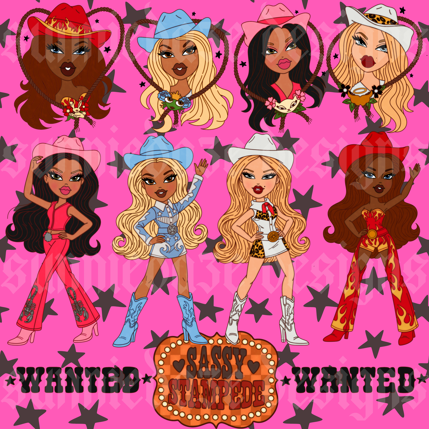 Stampede clip art bundle color + outlines