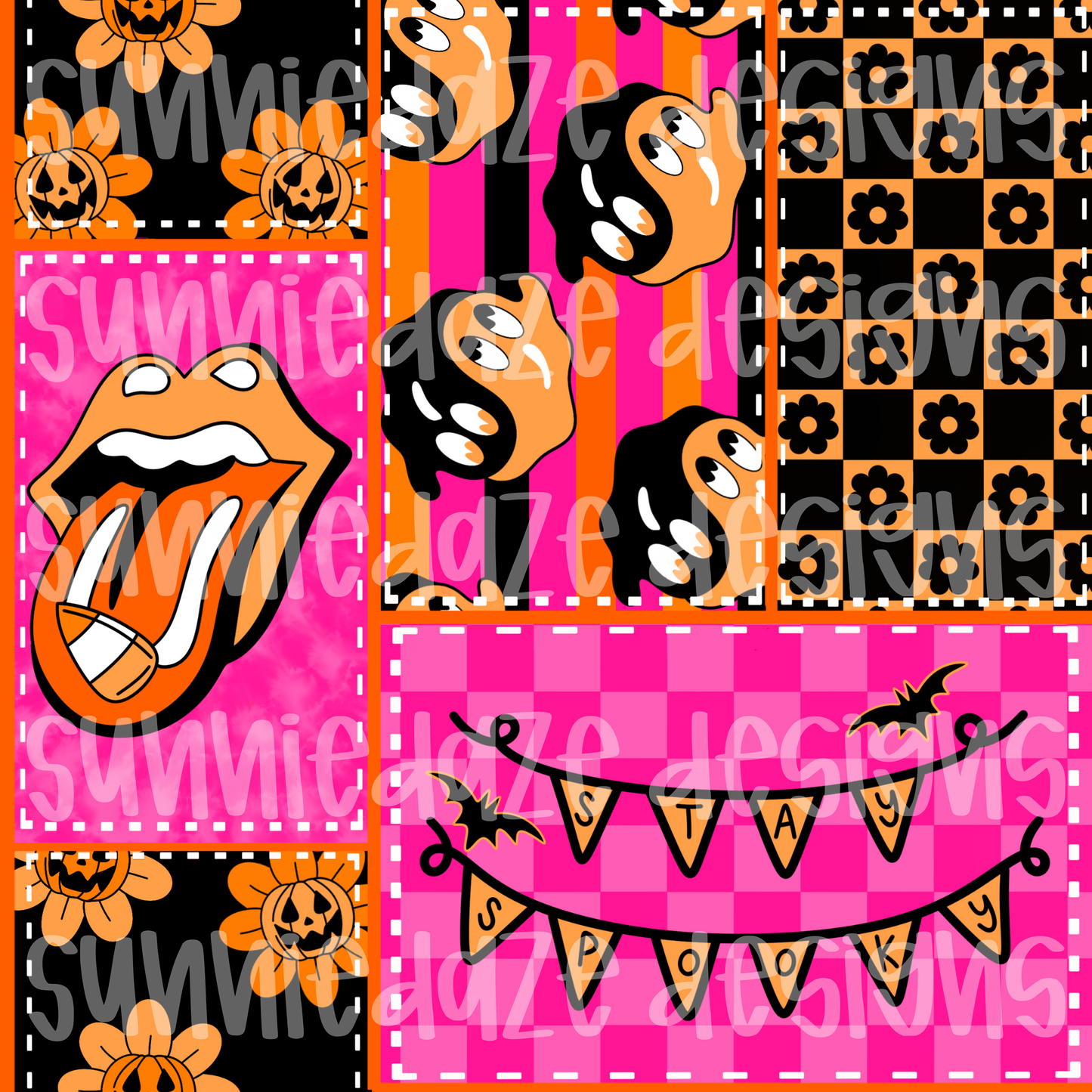 Stay spooky patchwork seamless