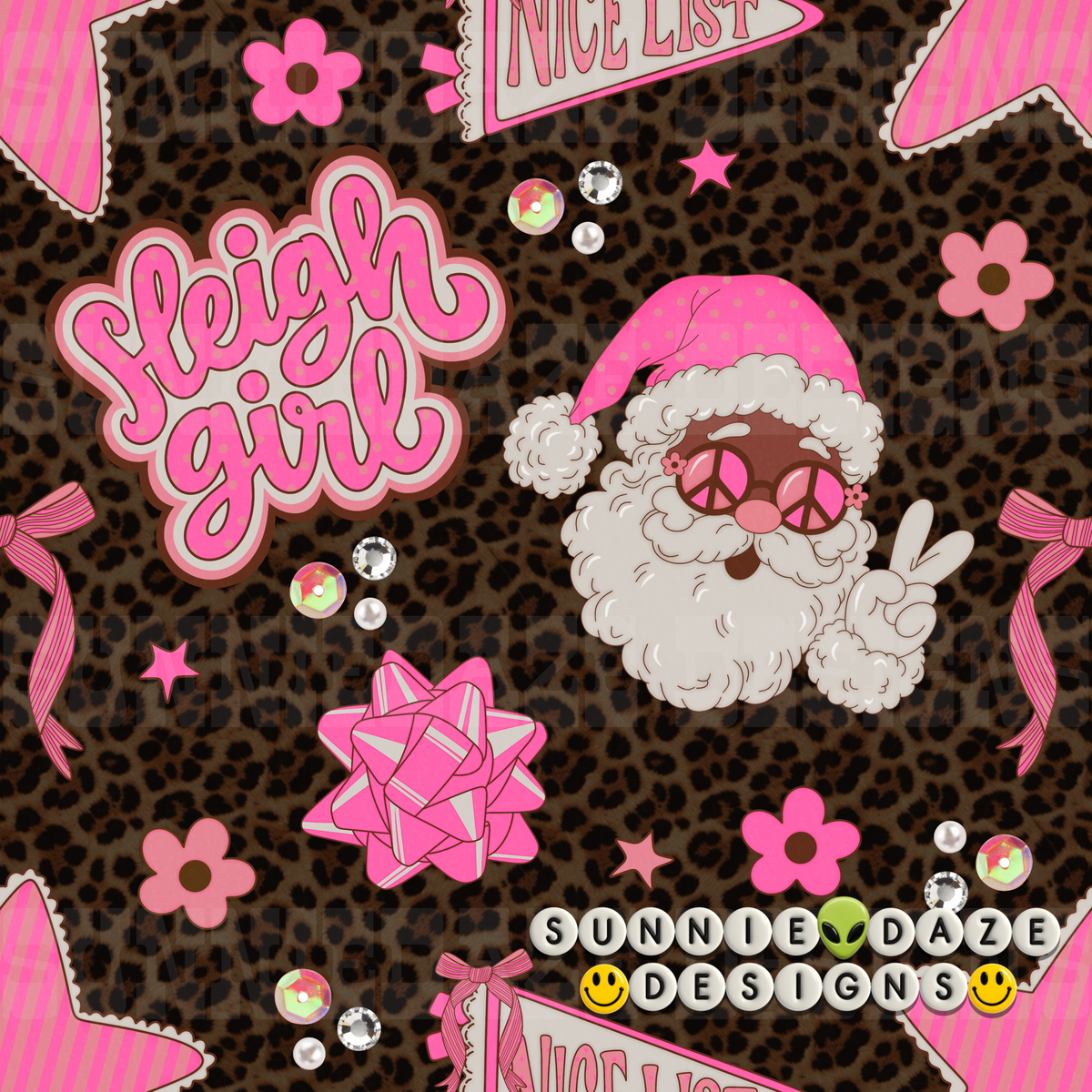 Sleigh girl brown Santa