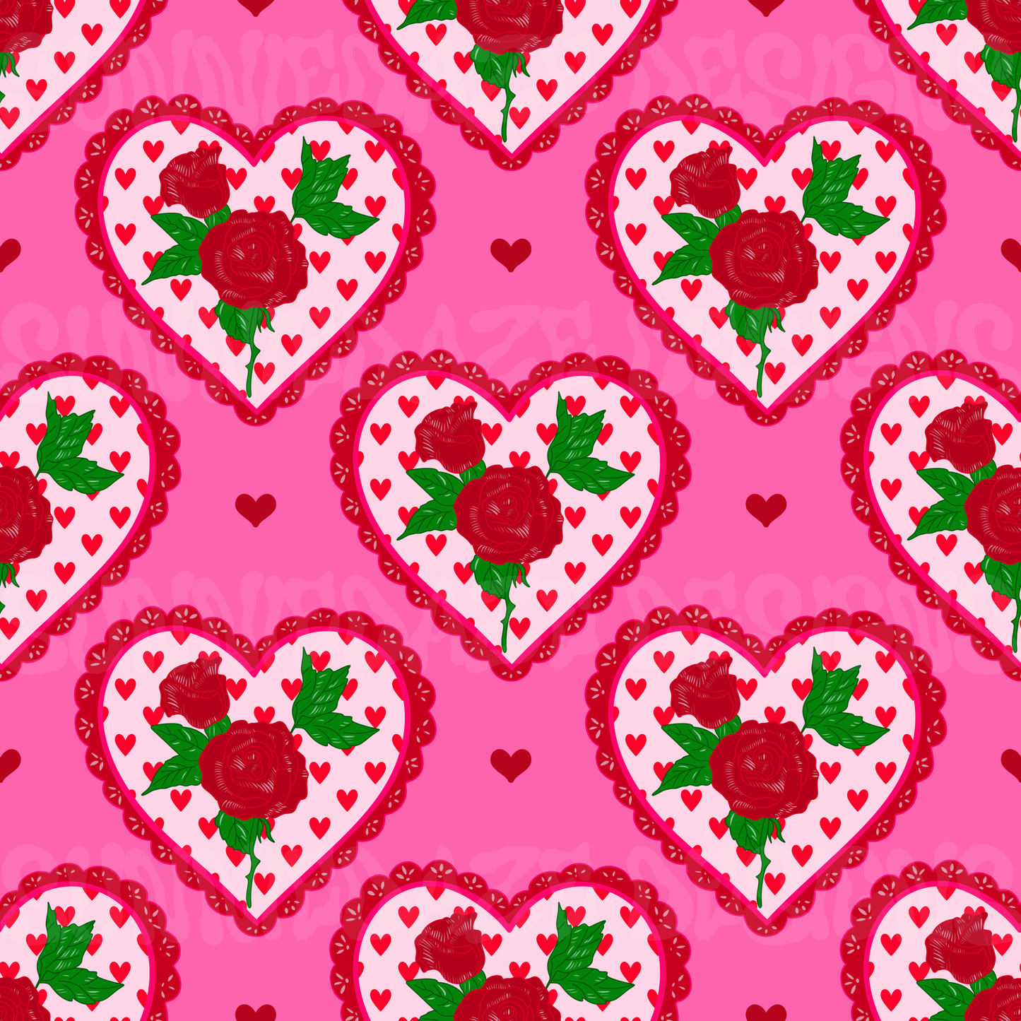 Vintage heart + rose solid