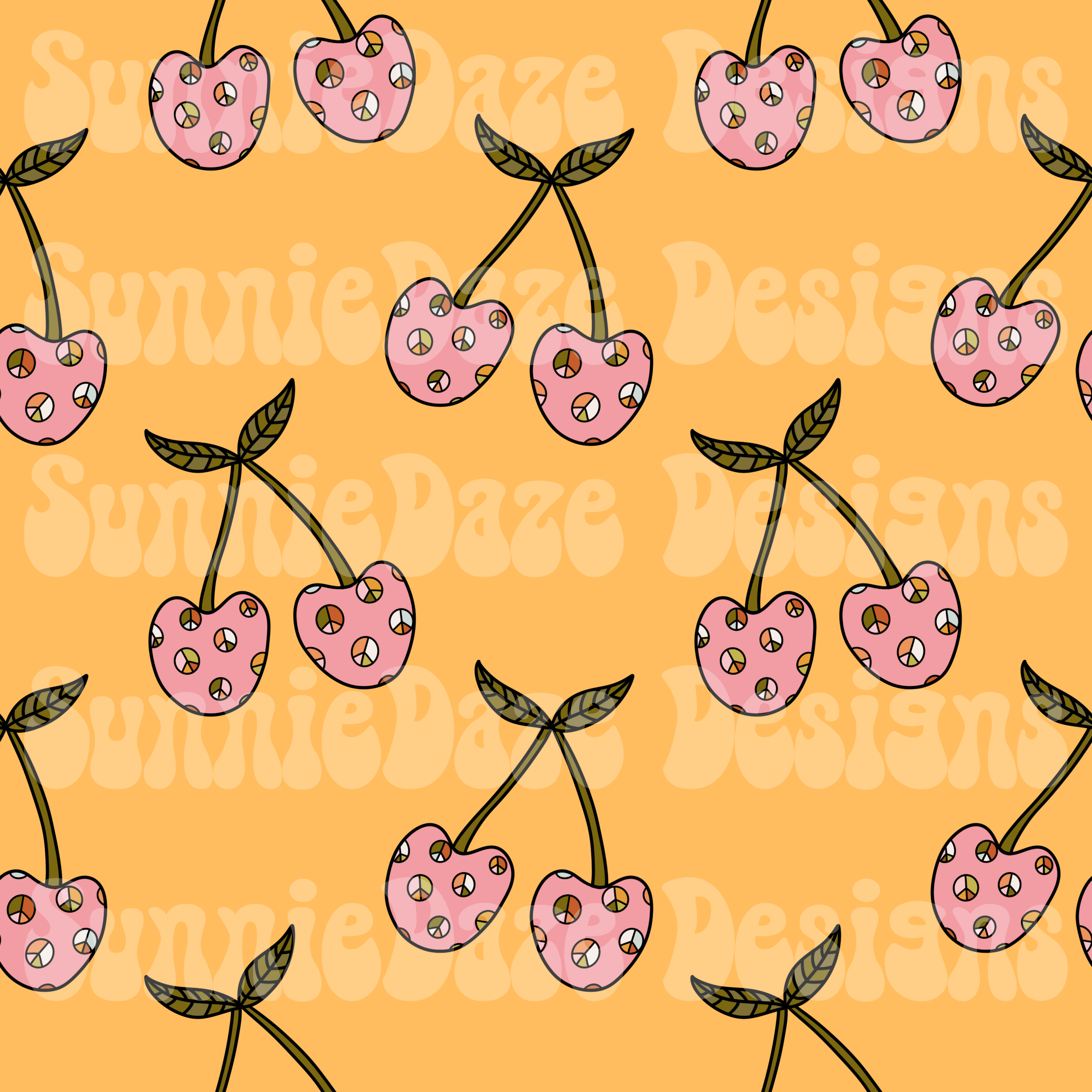 Spring peace sign cherries – Sunnie Daze Designs