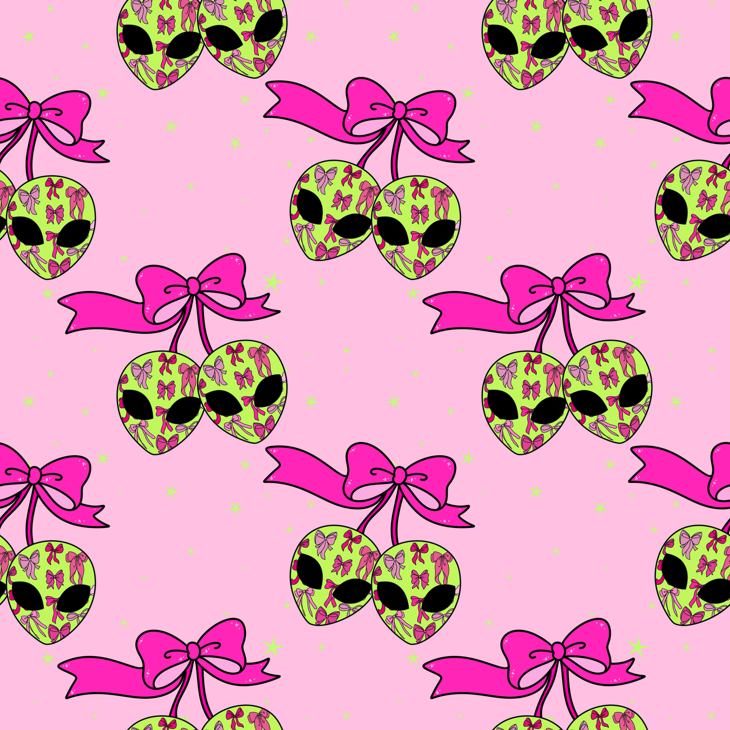 Coquette alien cherries seamless