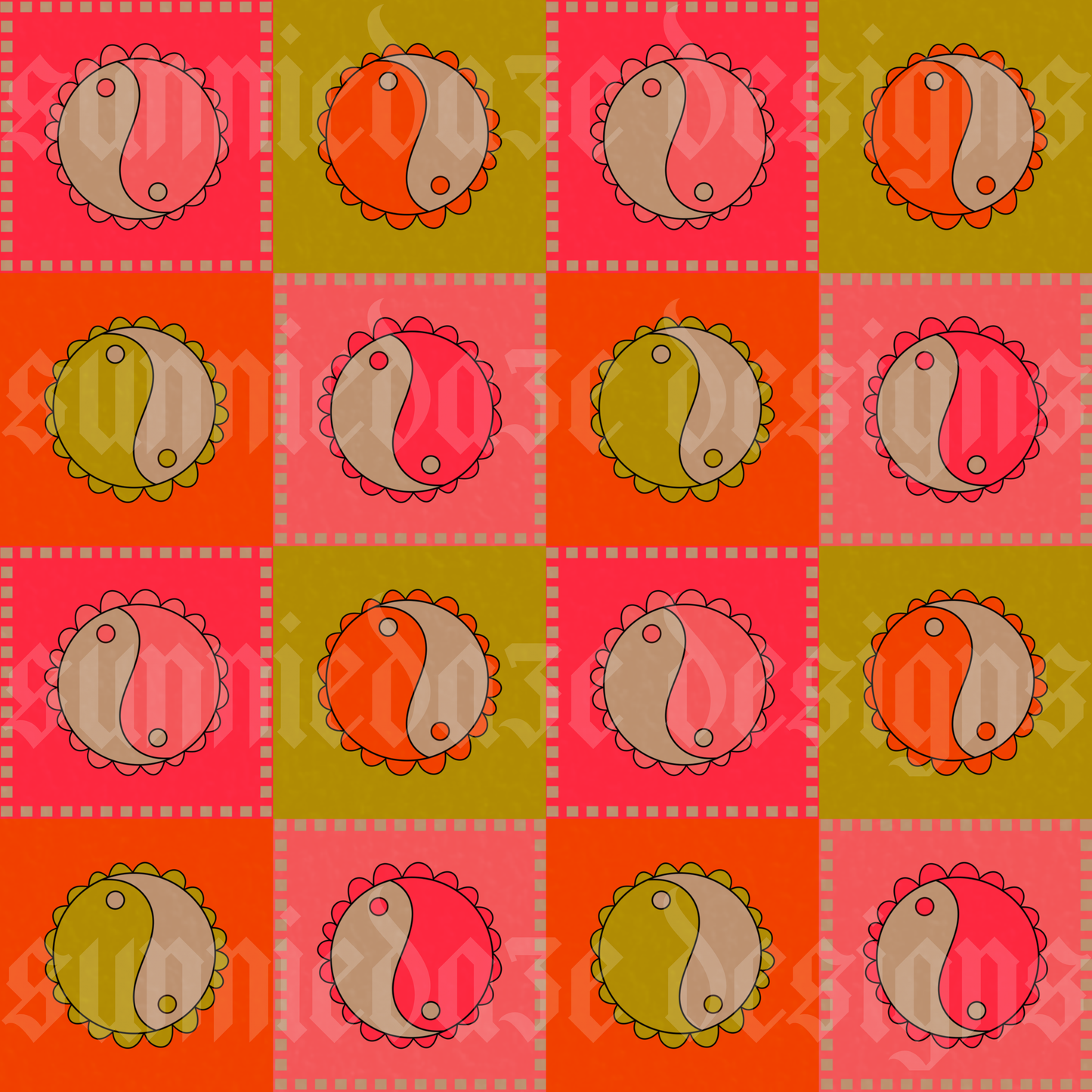 Colorful yin yangs