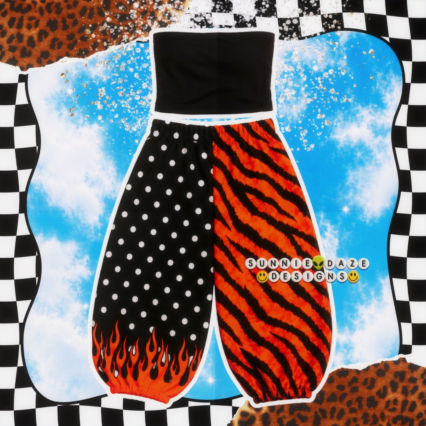 Tiger stripes/ polka dot flames yard panel