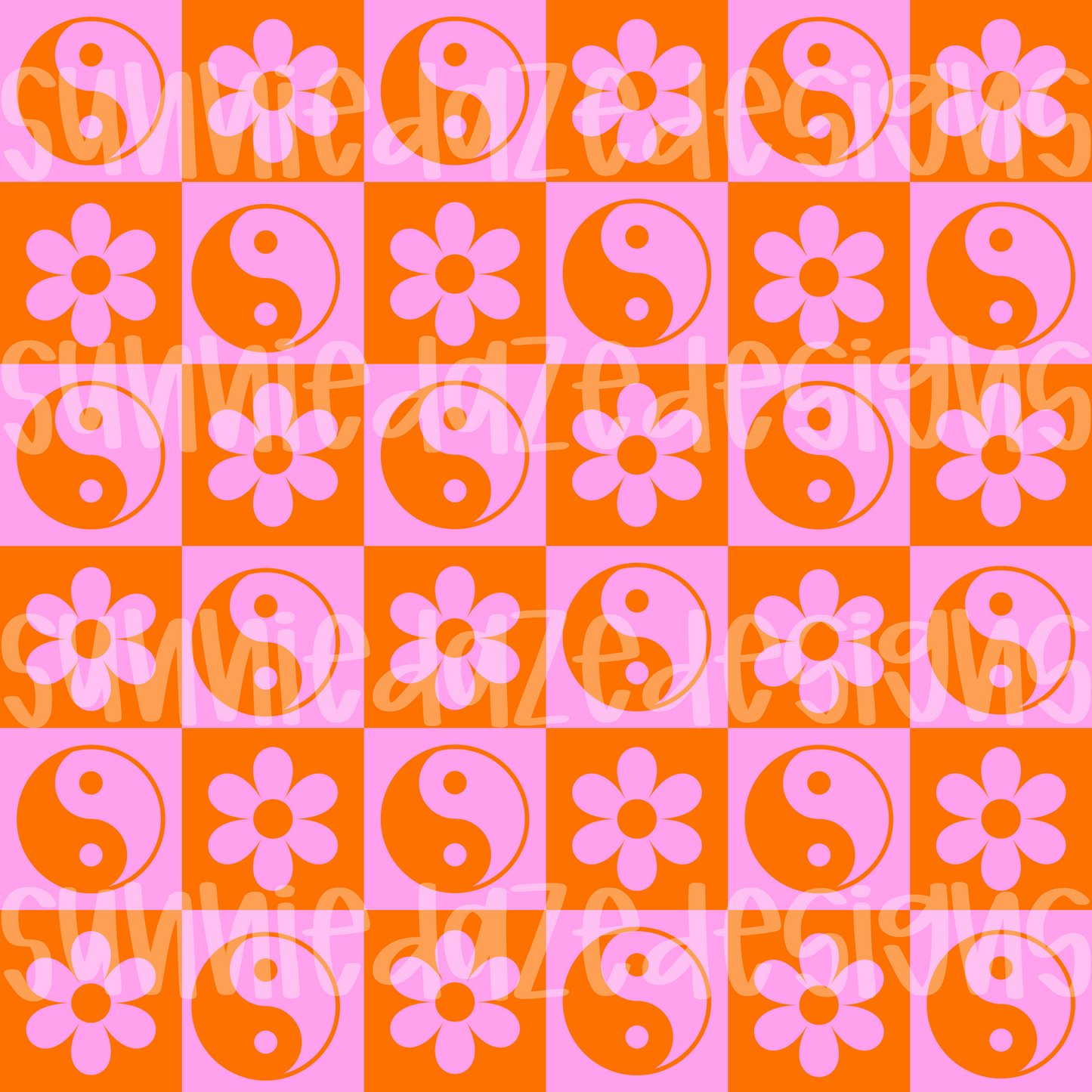 Pink & orange yin yang flowers
