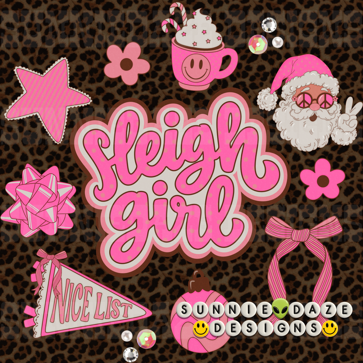 Sleigh girl png white Santa
