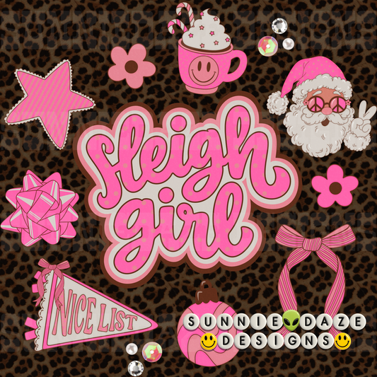 Sleigh girl png white Santa