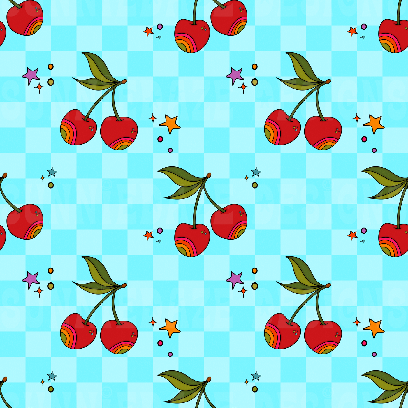 Blue check cherries