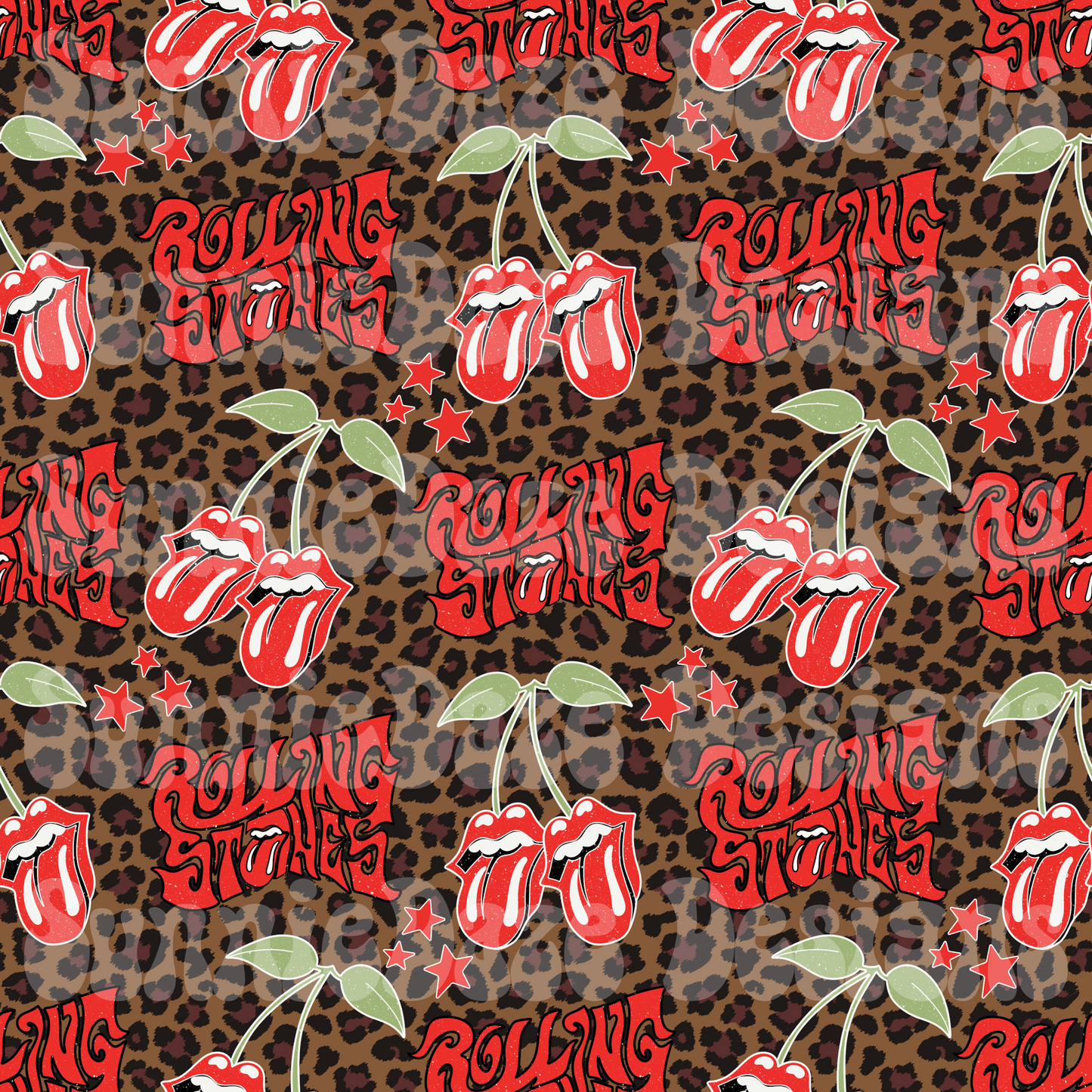 Stones words & cherries 🍒 seamless