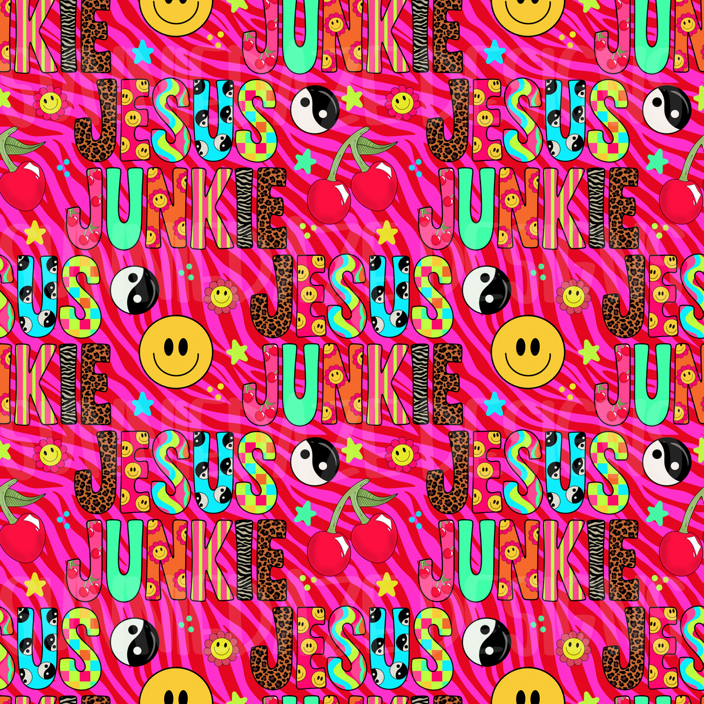Jesus junkie - pink/red zebra