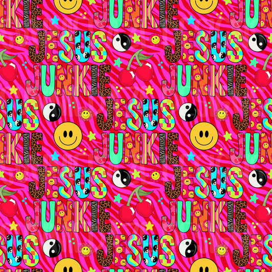 Jesus junkie - pink/red zebra