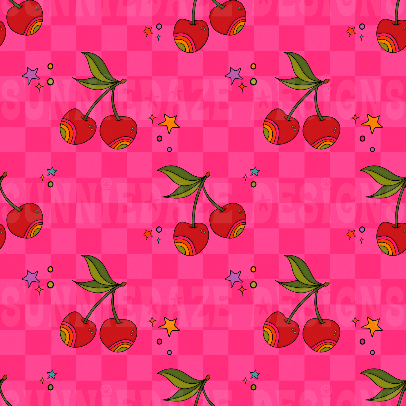 Pink check cherries