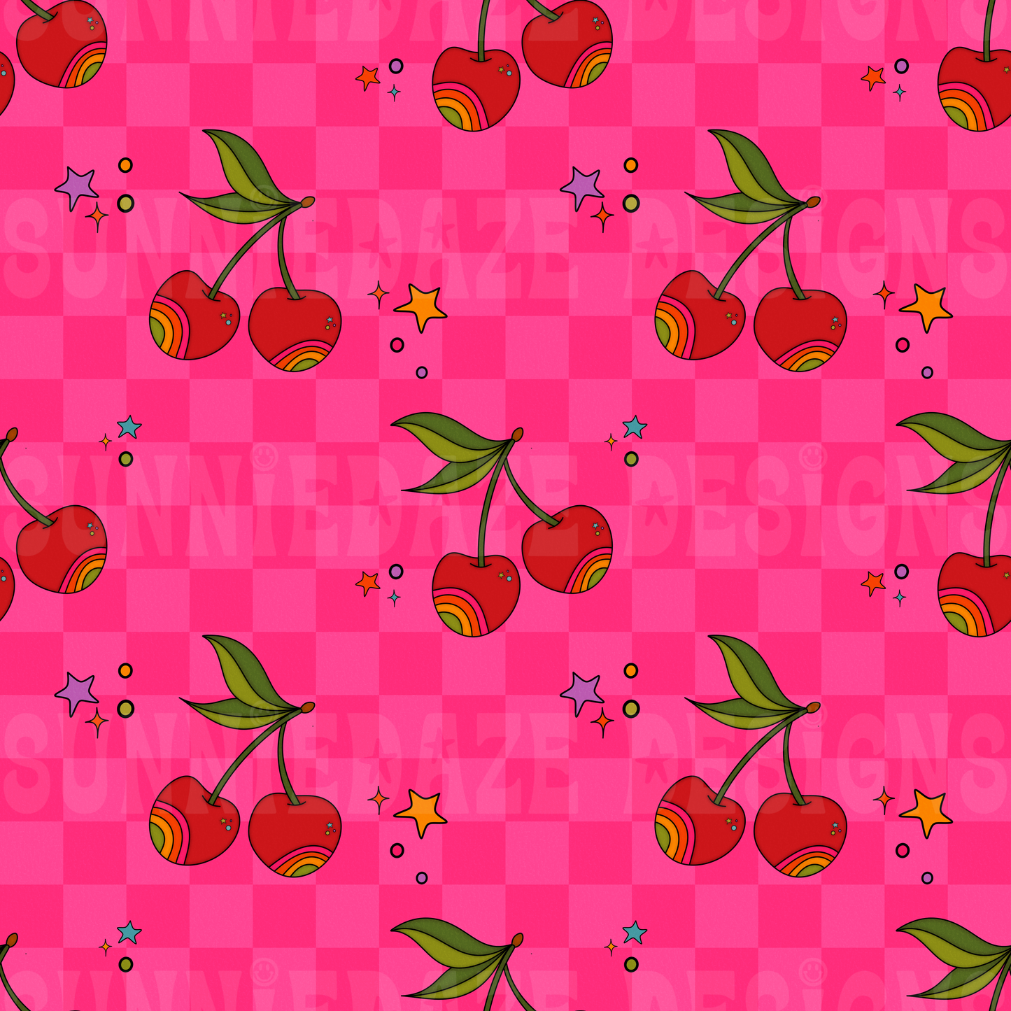 Pink check cherries