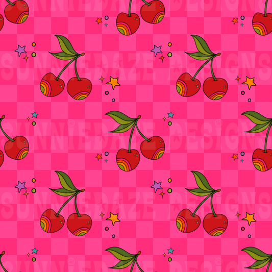 Pink check cherries