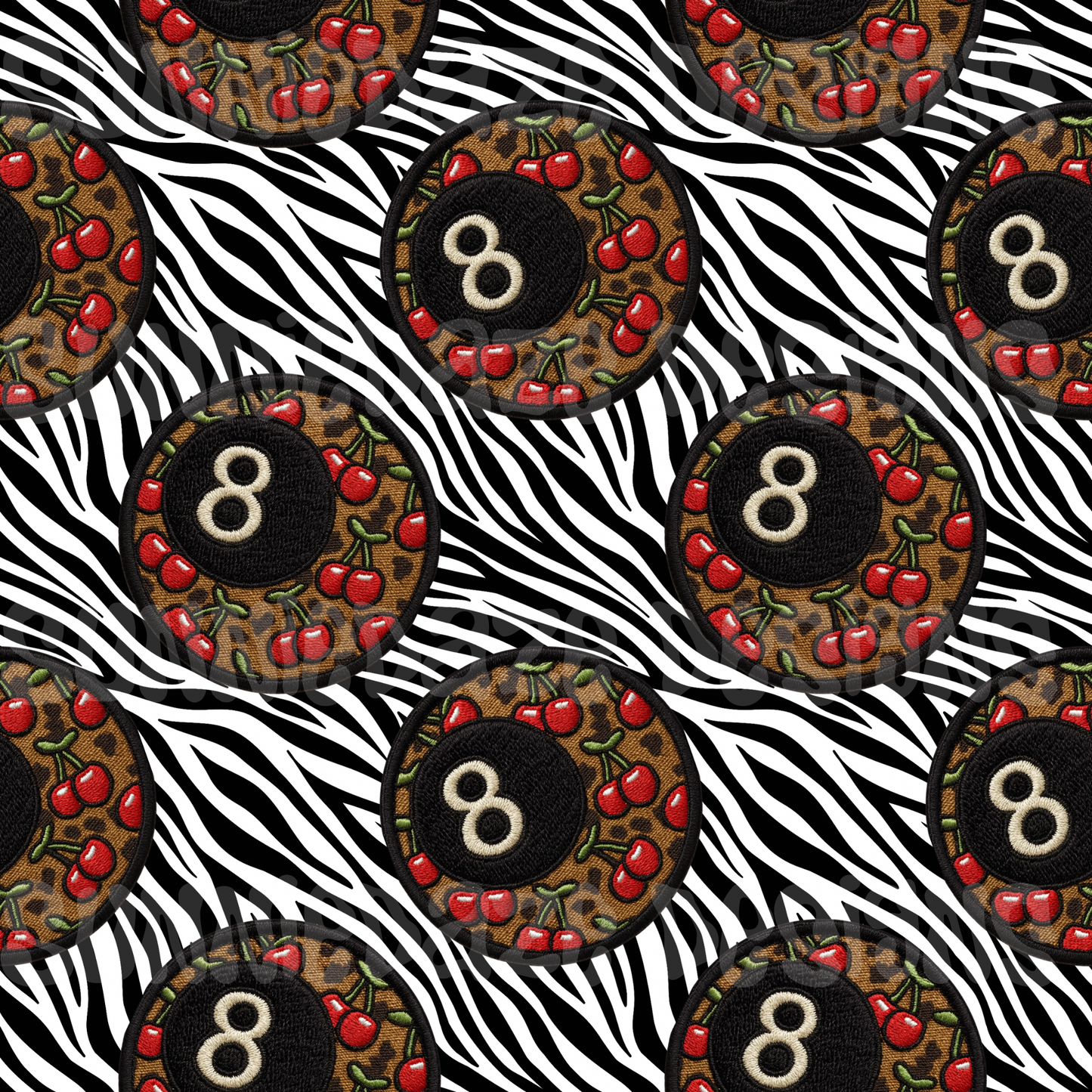 Zebra/leopard cherry 8 ball patch