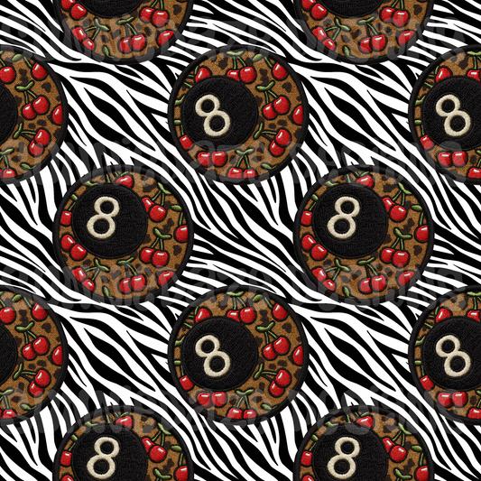 Zebra/leopard cherry 8 ball patch