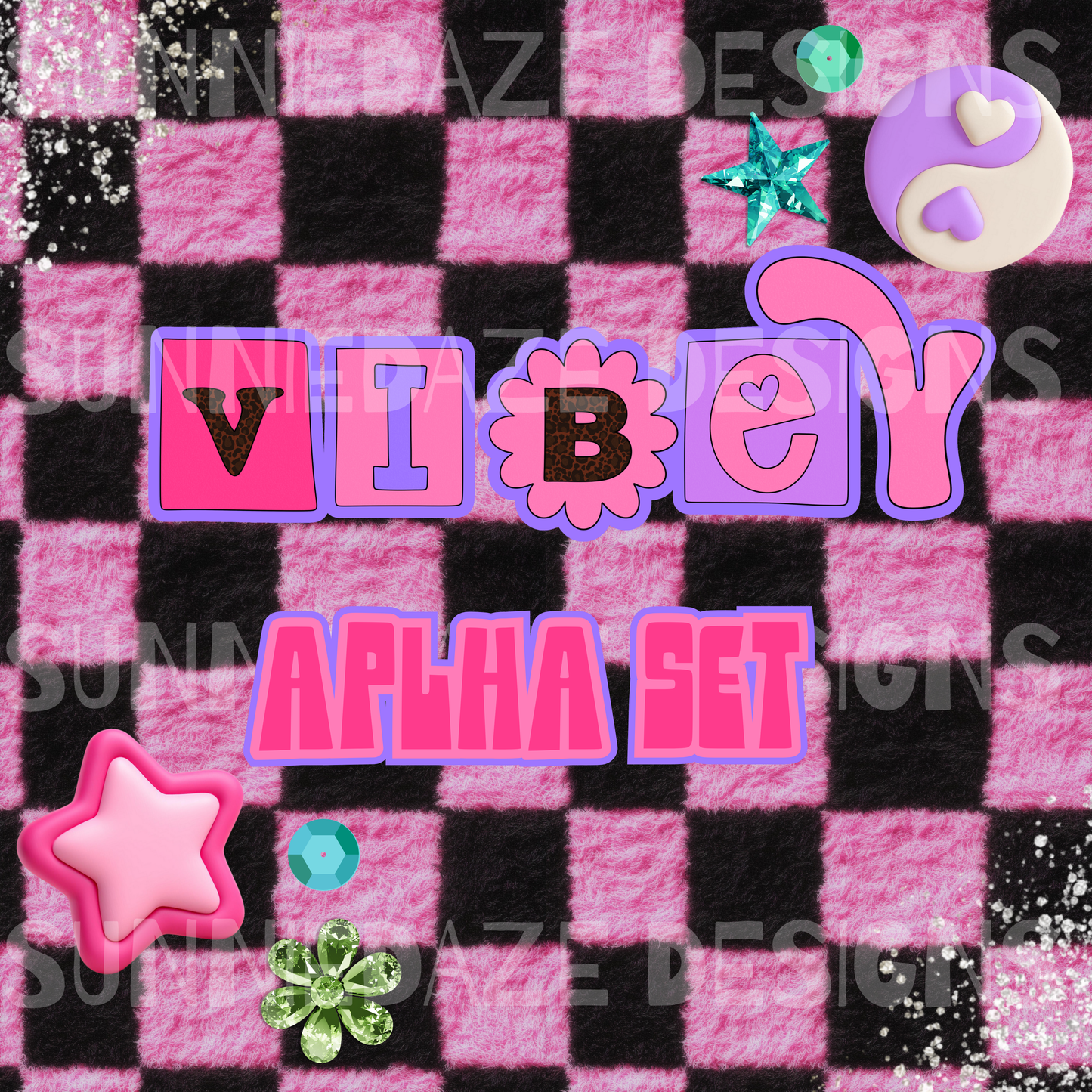 Vibey alpha set • colored + outline