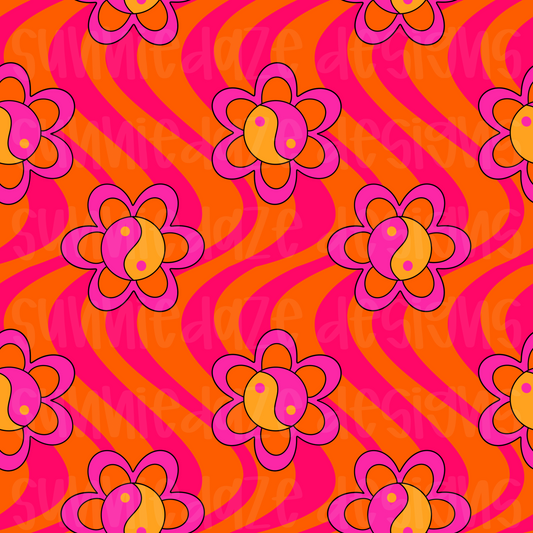Yin yang flowers seamless