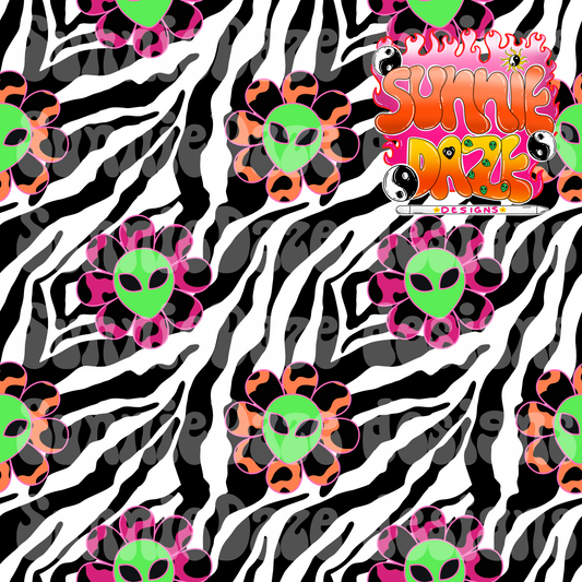 Groovy flower alien seamless