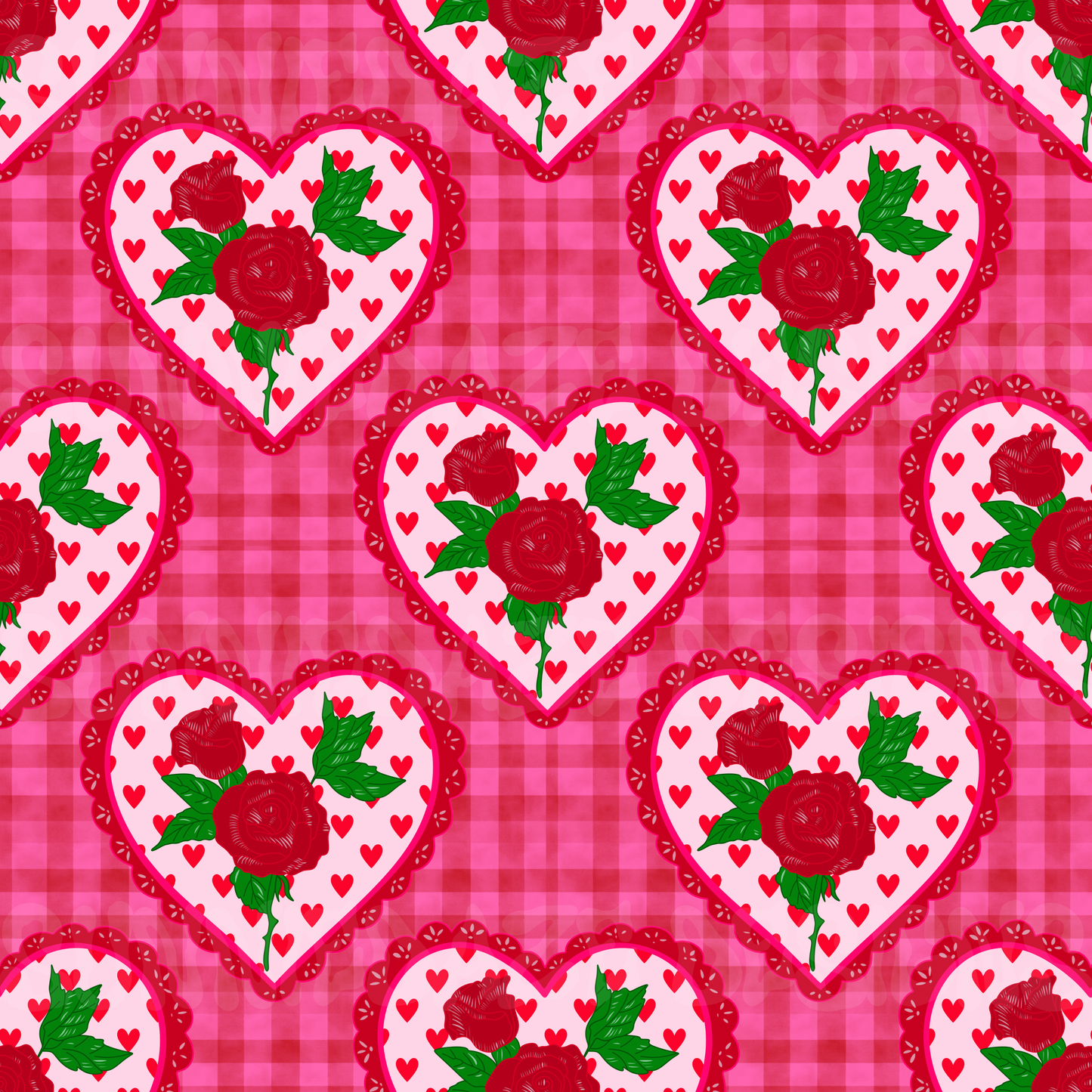 Vintage heart + rose plaid 🥀