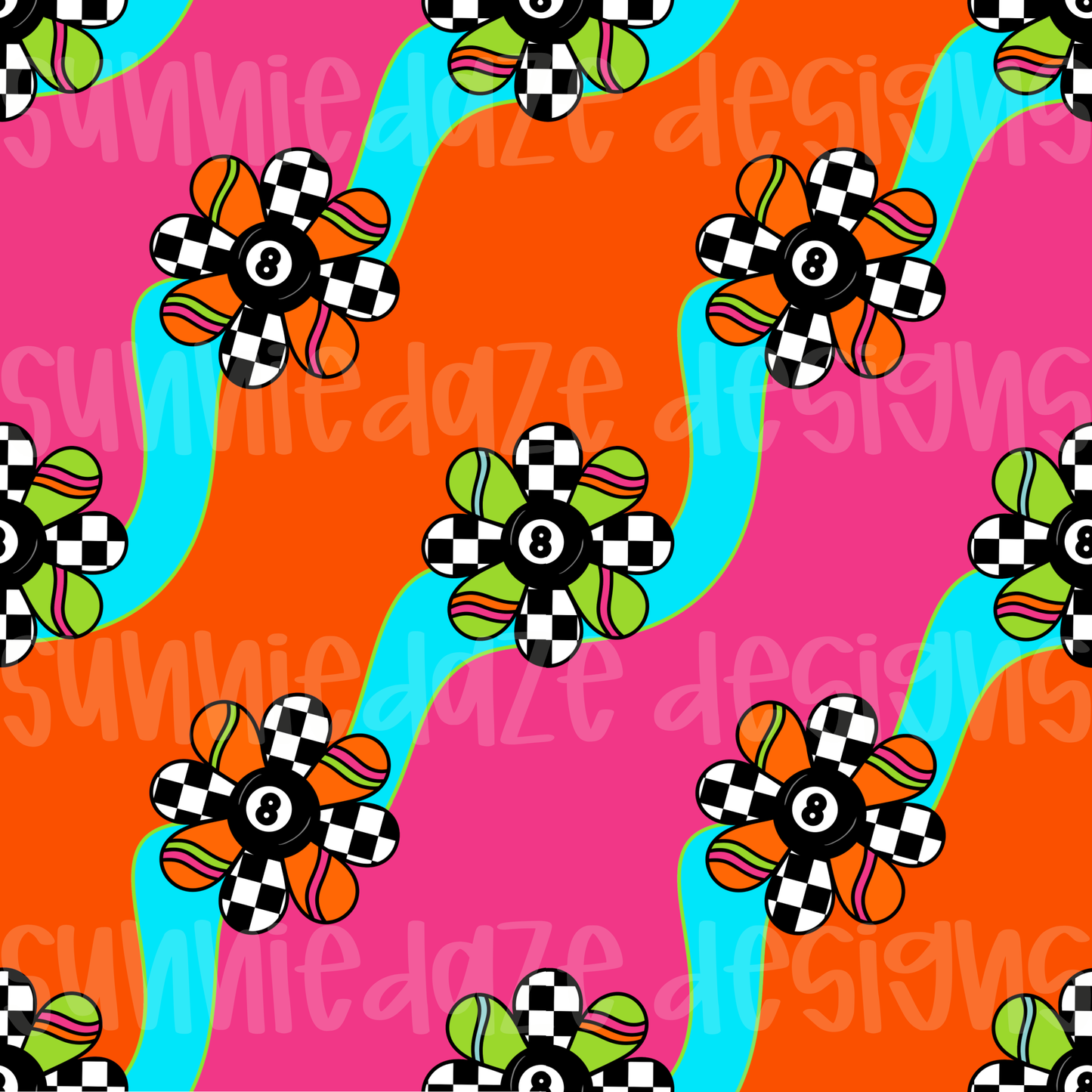 8 ball flowers & waves