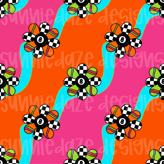 8 ball flowers & waves