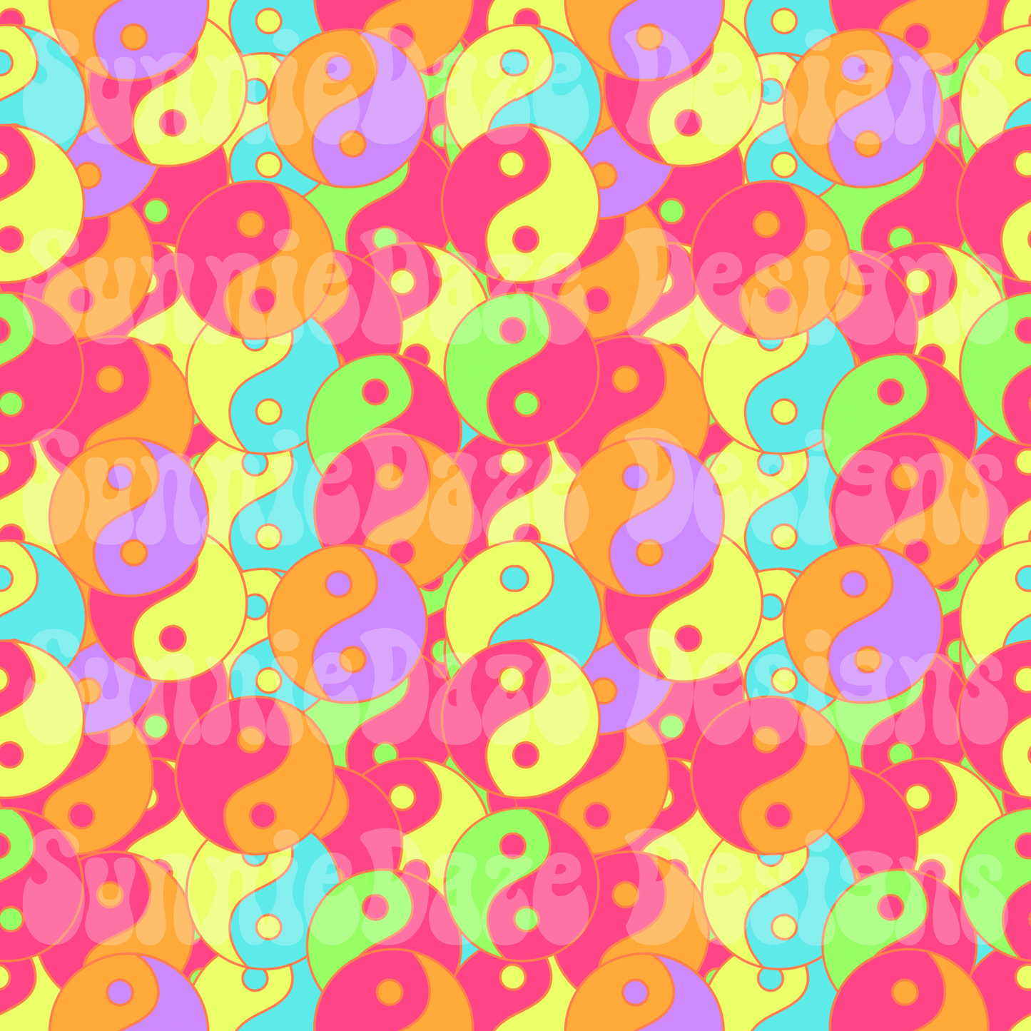 Bright yinyang collage seamless- LIMITED