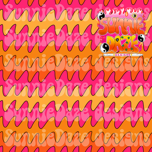 Pink & orange wavy lines