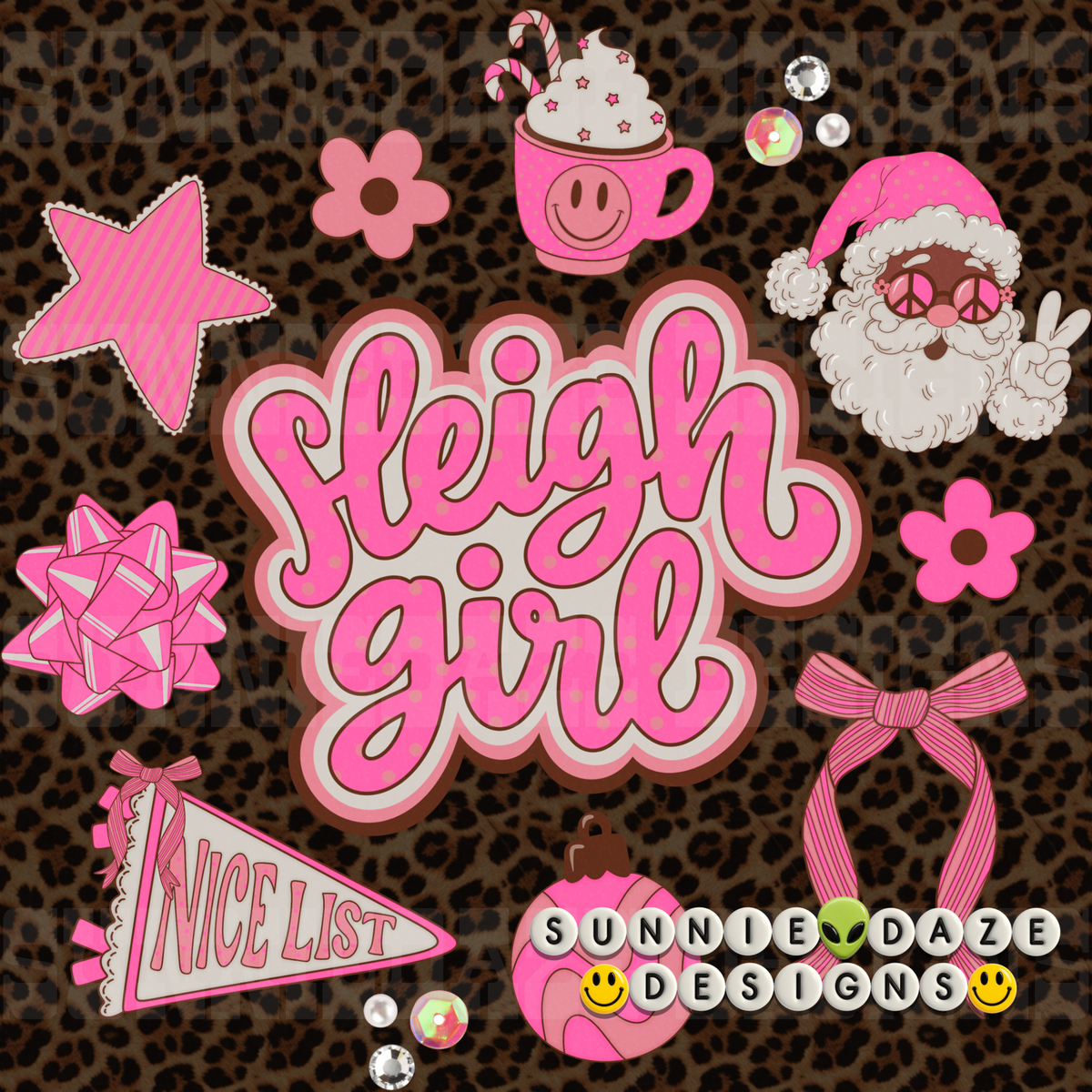 Sleigh girl png brown Santa