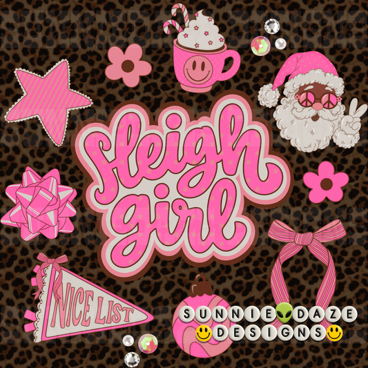 Sleigh girl png brown Santa