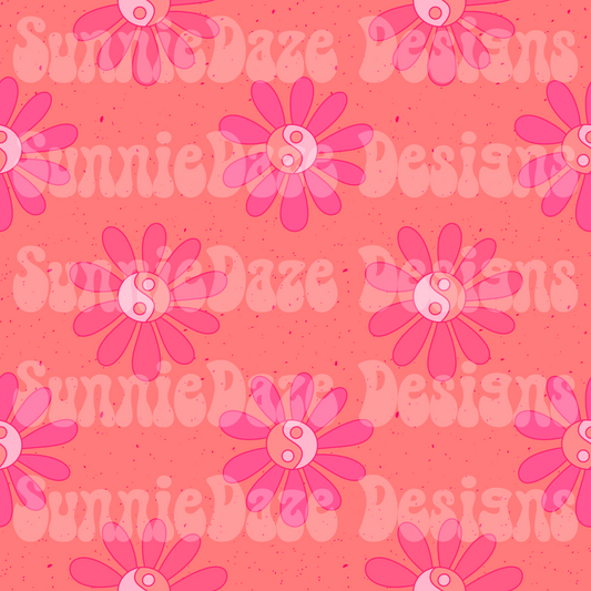 Pink/ peach yinyang flower seamless