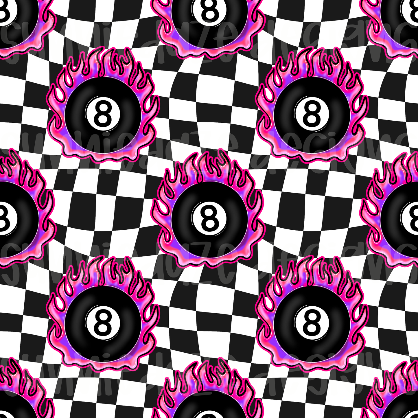 Pink & purple 8 ball flames