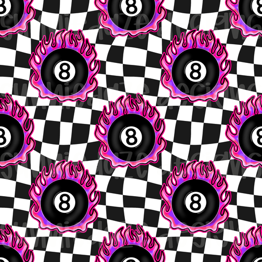 Pink & purple 8 ball flames