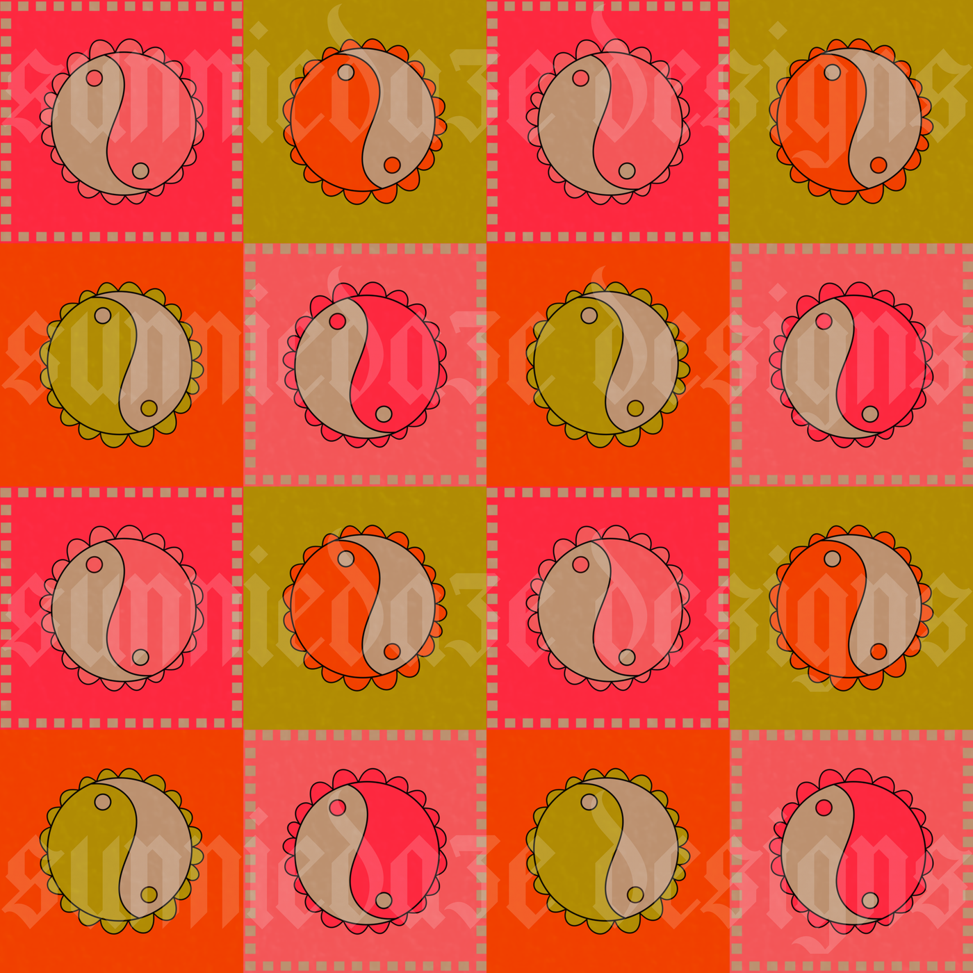 Colorful yin yangs