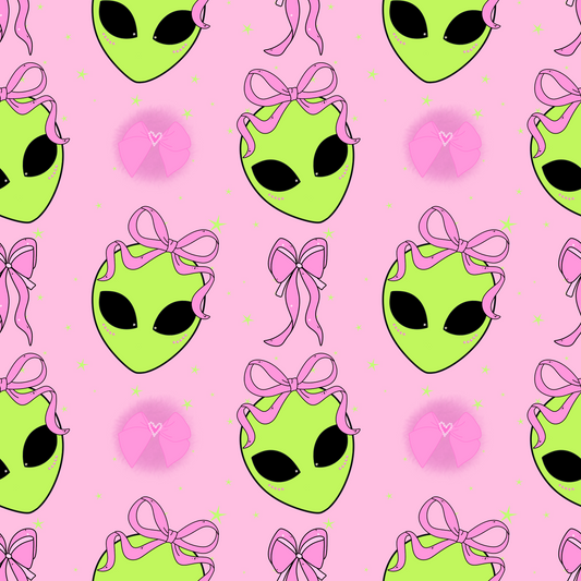 Cutesy coquette alien w/ fur clips seamless