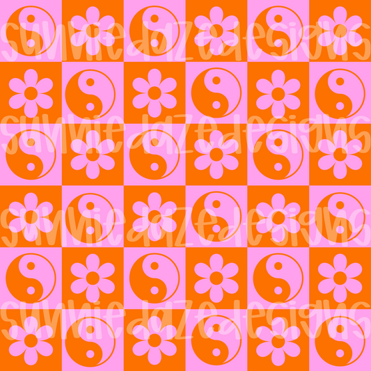 Pink & orange yin yang flowers