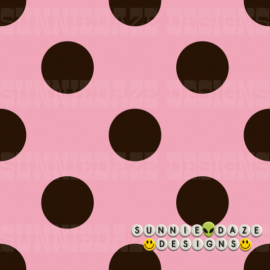 Pink & dark brown polka