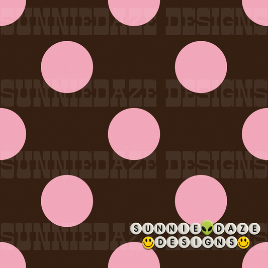 Dark brown & pink polka dot